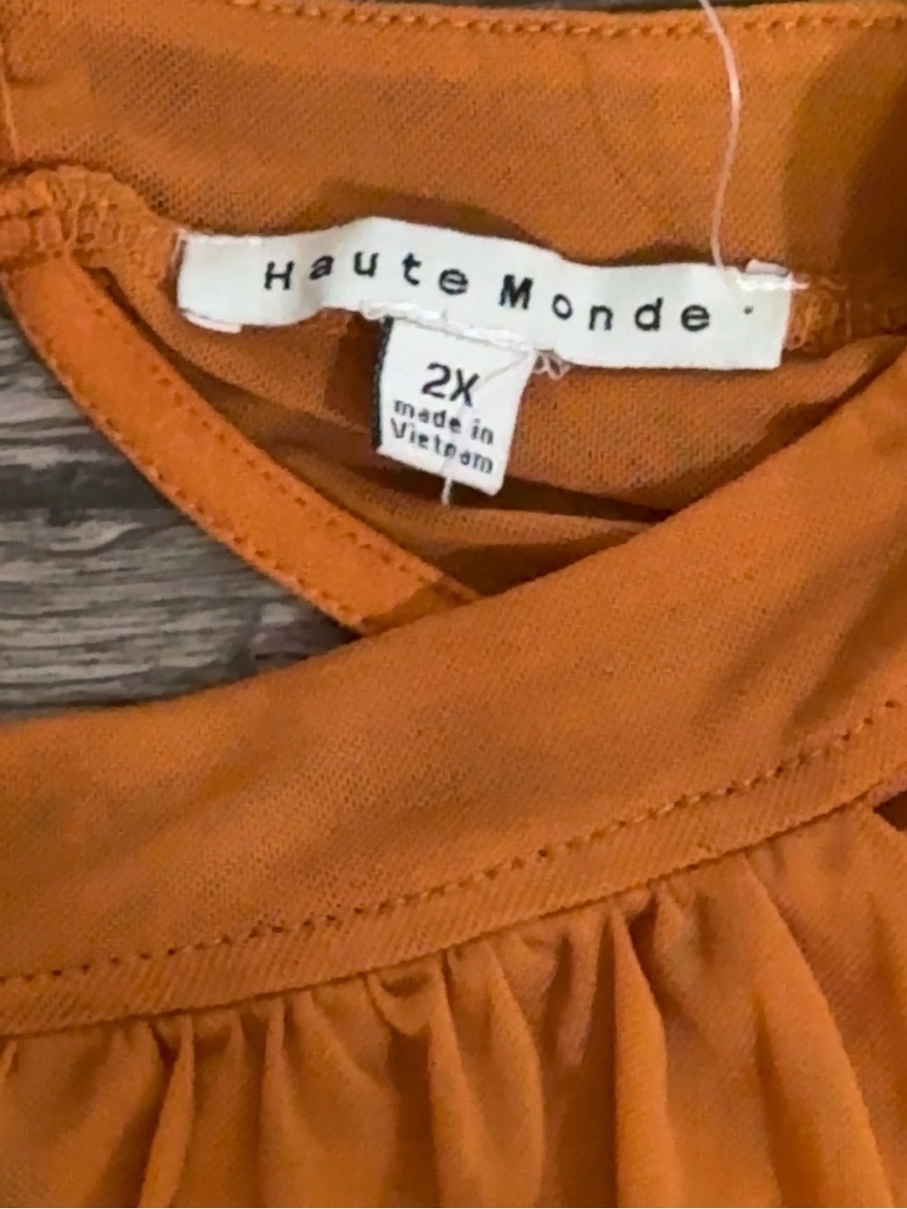 Haute Monde Orange Bodycon Dress 2X | Ruffle Tulle Sleeves | Plus Size - Picture 7 of 7